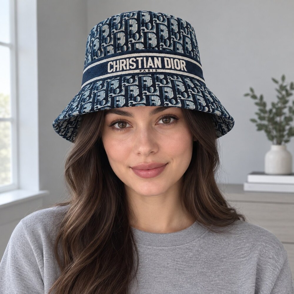 Dior Teal Jacquard Bucket Hat - Picture 2 of 6